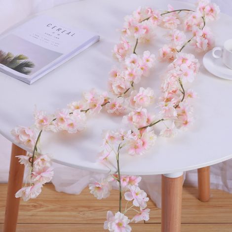 AIDUCHO 1 paquete de guirnalda de flores artificiales de seda con forma de flor de cerezo para colgar, ideal para bodas, jardines y decoración del hogar (rosa). (1/5)