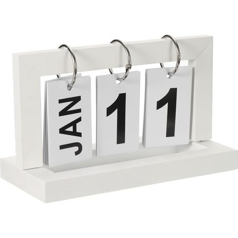 Calendario perpetuo de madera vintage - Decoración de escritorio para mostrar el mes y el día (1/5)