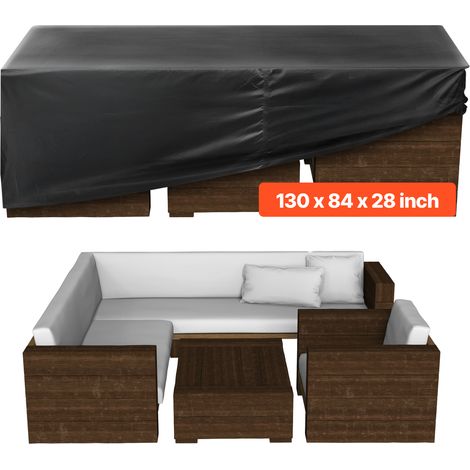 VEVOR Copertura Rettangolare per Mobili da Giardino da 330 x 214 x 71 cm Grande Copertura Impermeabile per Tavolo e Sedie da Pranzo da Esterno 420D, con Presa deAria per Tutte Stagioni, Nero