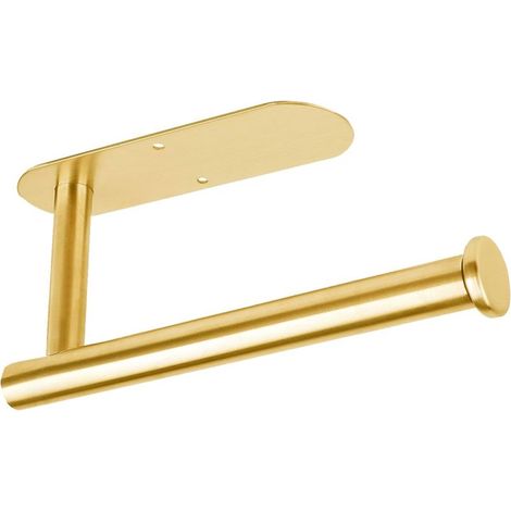 GDHZS- Porte-Essuie-Tout Auto-Adhésif ou Perforé , Support Mural en Acier Inoxydable pour Cuisine et Salle de Bain, Porte-Rouleau de Papier à Longueur Réglable (Or) (1/4)