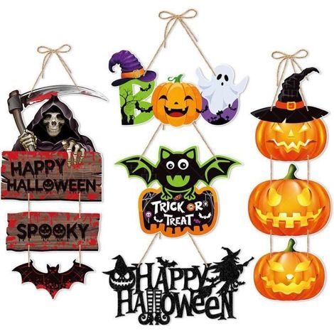 Décoration Halloween - ZGEER - Signe Suspendu - 5 Pièces - Papier - Orange et Noir Orange, Noir noir DECORATION DE FETE MURALE (1/4)
