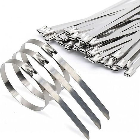 100 Pièces Attaches de câble Robustes. Collier de serrage inox en Acier Inoxydable Serre-câbles Autobloquante 4.6x300mm (1/5)