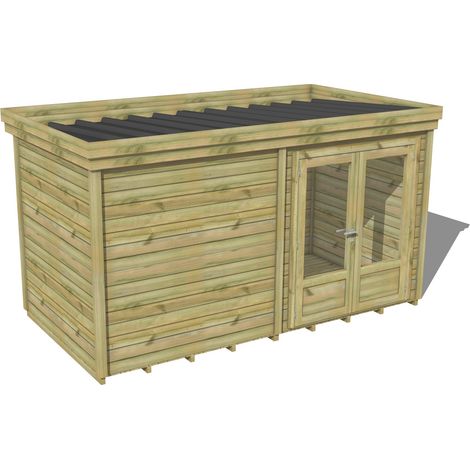 ABRI DE JARDIN bois traité 27mm, 5,2x2,1m, 11m2, Plancher