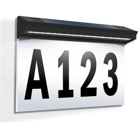 Numéros de maison solaires pour éclairage extérieur, plaque d'adresse lumineuse LED pour jardin, fixation murale ou au sol (1/5)