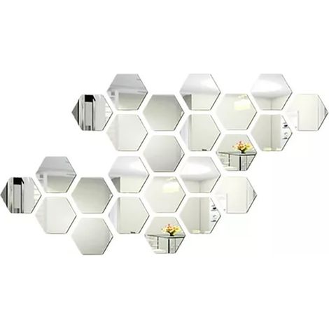 24 sechseckige Acryl-Spiegelaufkleber zur Wanddekoration im Wohn- und Schlafzimmer (1/5)