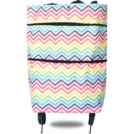 Sac de courses pliable à roulettes en tissu Oxford, réutilisable et portable, idéal pour monter les escaliers et faire ses courses en voyage. (1/4)