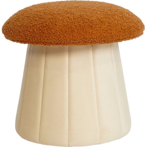 sweeek - Pilz-Kinderhocker mit Stauraum, Teddy- und Samtbezug