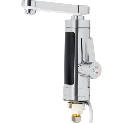Elektrischer Warmwasserbereiter-Wasserhahn, Edelstahl, Schnellheizung, silber (1/2)