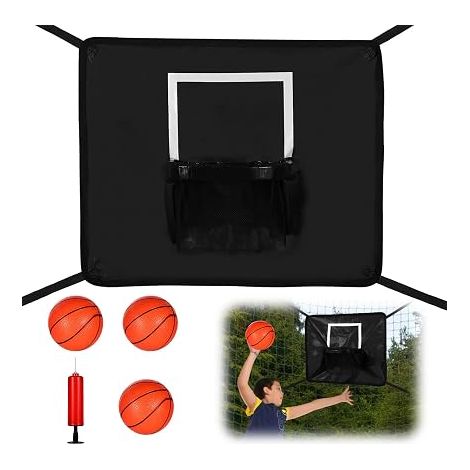 Trampoline Basketball Hoop Set with 3 Mini Balls and 1 Pump for Children and Adults Indoor and Outdoor Play Easy to Install Black (1/5)