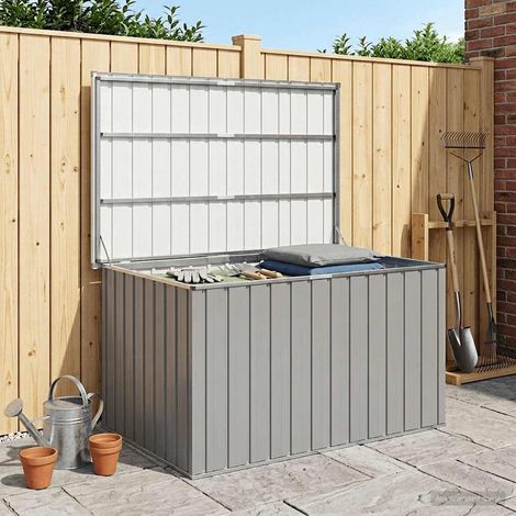 Coffre de rangement de jardin en acier galvanisé gris 1,03 m³, 149 x 99 x 93 cm - PANGIVO (1/5)
