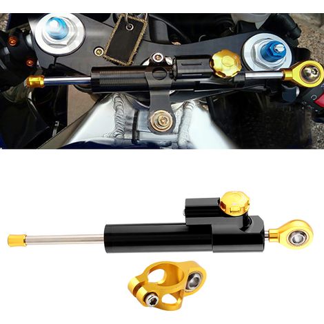Universeller Motorradlenker aus Aluminiumlegierung, Lenkungsdämpfer-Stabilisator, Sicherheitskontrolle, Schwarz (1/5)