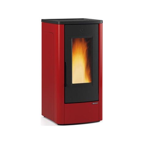 Stufa a pellet con struttura in acciaio e top in ghisa 10 kw Dahiana Plus Bordeaux VFS Nordica Extraflame (1/3)