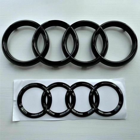 AUDI BLANK SVARTA EMBLEM RINGAR FRAM & BAK A1 A3 A4 A5 273MM 192MM