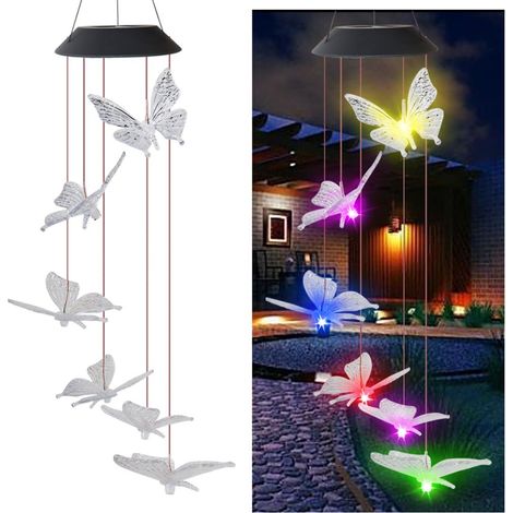 dirigéLampes solaires, guirlandes lumineuses papillon colorées, éclairage extérieur étanche, décorations de jardin (1/5)