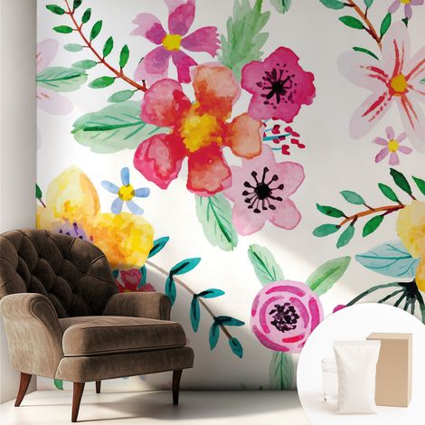 Tapete Vliestapete mit Kleber - modernes Design - Wohnungsdeko - geruchslos - langlebig Blumige Frische 250x250 cm (1/5)