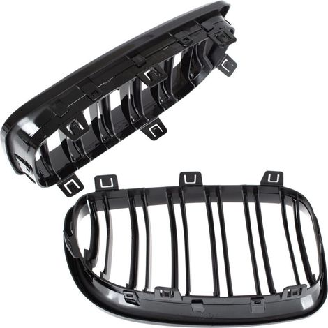 Griglia radiatore BMW Serie 1 E81-88 07-11, nero lucido, doppio listello (1/3)