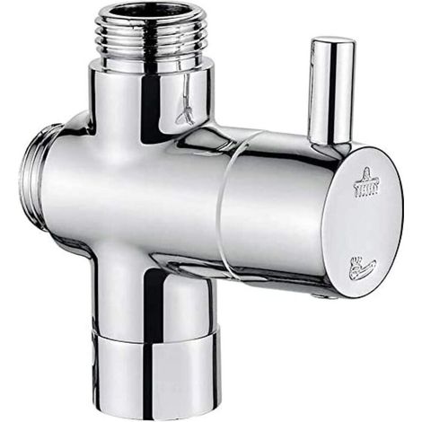3-way shower, chrome-plated brass, universal shower switch inlet (G1/2 inch) and 2 outlets (G3/4 inch and G1/2 inch) (1/5)