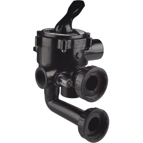 Astralpool – Vanne PVC pression 1''1/2 – 6 voies – Montage entraxe 125 mm – Installation latérale – Noir
