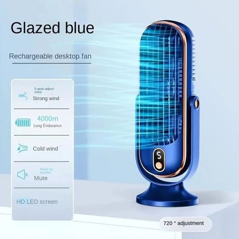 1 Turmventilator, USB, blau, kompaktes Design, für Büro und Badezimmer (1/5)