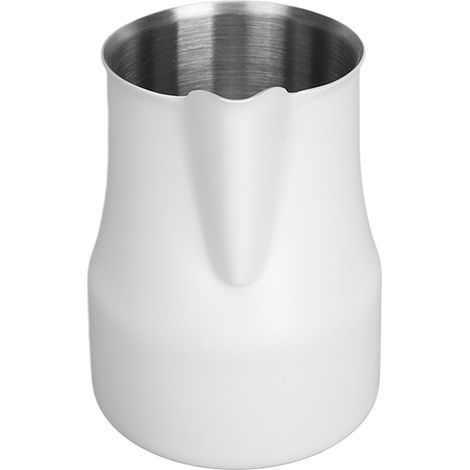 Pichet à lait mousseur à café en acier inoxydable 304, 450 ml, blanc, avec sortie olécrâne.