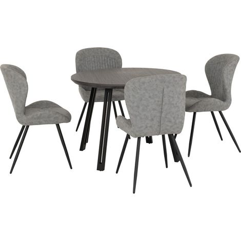 Quebec Round Dining Set (X4 Chairs) - L110 x W110 x H75.5 cm - Black/Grey