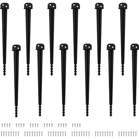 Randaco Einschlagbodenhülse 12 St., 500 mm, 40 mm, pulverbeschichtet, Pfostenträger für Holzpfosten, Zaun, Sichtschutz und Gartenprojekte