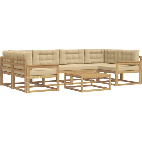 Set di divani da esterno 5 pz 6-Posti Bianco e Beige vidaXL (1/5)