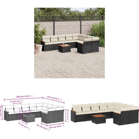 10-tlg. Garten-Sofagarnitur mit Kissen Schwarz Poly Rattan - Gartenmöbel Set - Esszimmergarnitur - Outdoor Möbel - Lounge Sofa - Rattan Gartenmöbel - Home & Living (1/3)