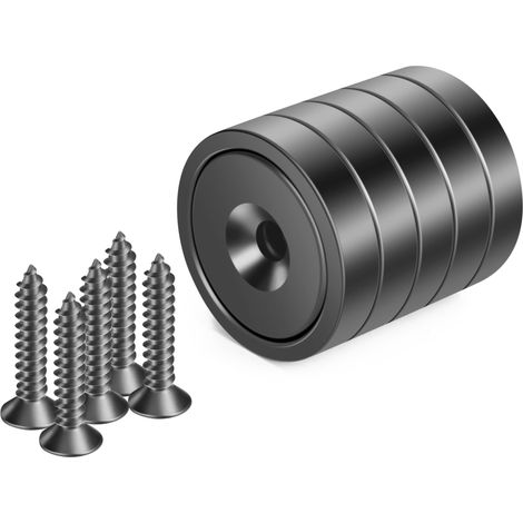 Aimants de 20 mm de diamètre, parfaits pour mur en bois, tableau blanc, porte, maison, cuisine, bureau (noir, 5 pièces) (1/5)