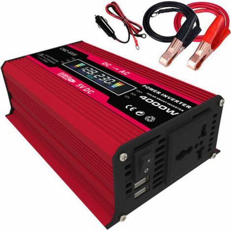 Convertisseur de puissance 4000W crête, onde sinusoïdale modifiée, écran LED, puissance nominale 300W, onduleur DC 12V vers AC 110V/220V (1/5)