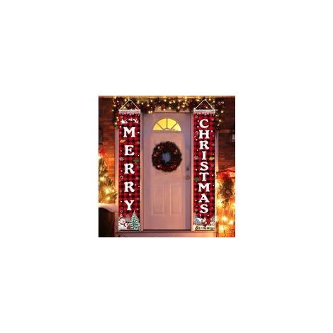 Décorations de Noël Bannière Joyeux Noël Panneau de porte de porche de Noël Bannière de bienvenue pour mur Décoration de fête à domicile Décorations de Noël Intérieur Extérieur - Crezuo
