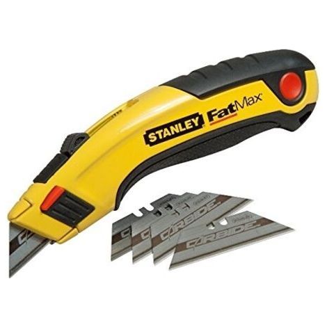 Stanley – Cutter rétractable ergonomique 170mm avec 5 lames carbure – Système interlock sécurisé – Compatible lames trapèze – 710778 (1/5)