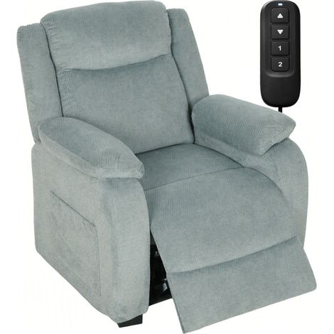 HOMCOM sillón relax reclinable eléctrico, sillón reclinable de lino, asiento con muelles, respaldo grueso, reposapiés, mando, puerto usb, 2 bolsillos (1/5)