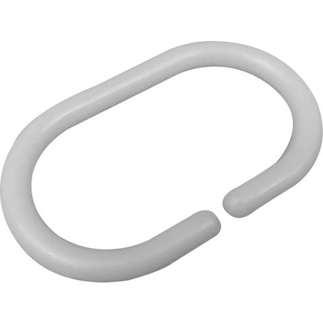 Anneaux pour rideau de douche, lot de 12 anneaux de douche pour suspendre le rideau de douche à la barre de douche, petit format, design ovale, Plastique, 3x5 cm, Blanc
