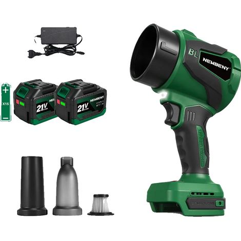 Souffleur Turbo, 3000W de Puissance, Vitesse du Vent de 650m/s, Batterie 2X4.5Ah