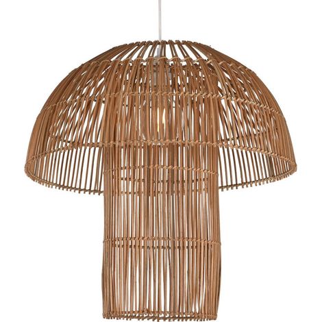 Suspension en rotin naturel style champignon pour salon chaleureux - rotin naturel marron clair (1/5)