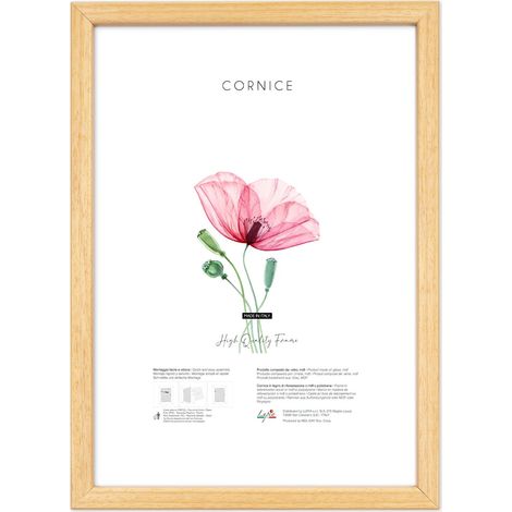 Lupia - Cornice Portafoto da Parete in Legno OPTICAL, Design Moderno e Elegante, Facile da Appendere, Produzione Italiana, per Foto, Stampe Artistiche, Poster, Quadri Moderni 30X40 cm - Legno naturale