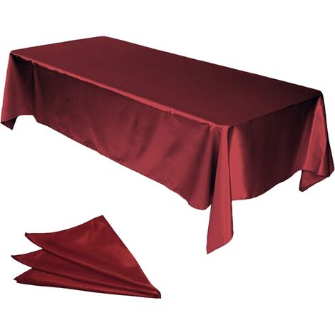 Nappe de table rectangulaire en satin 147 x 259 cm, tissu lisse, idéale pour la décoration de table de mariage et de banquet. (1/5)