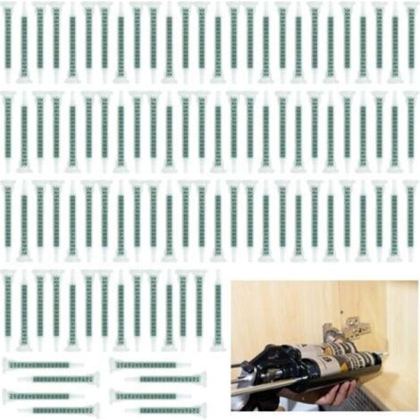 100PCS Buses de Mélange Carrées de Pistolet à Colle AB 1:1/2:1 Tubes Mélangeurs Statiques F6-16 Tube de Mélange AB Buses Mélangeuses pour Cartouche de Colle AB de 50 ml Pistolet Adhésif AB (1/5)