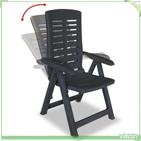 Chaise inclinable de jardin - FAFEICY - 275071 - Lot de 4 - Plastique anthracite - 4 positions (1/5)