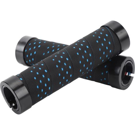 Sets of Polyurethane Bicycle Handlebar Grips, 22.2 mm, Double Locking, Ergonomic and Comfortable Grip for Mountain Bikes, with Dust Caps, Black and Red (1/5)