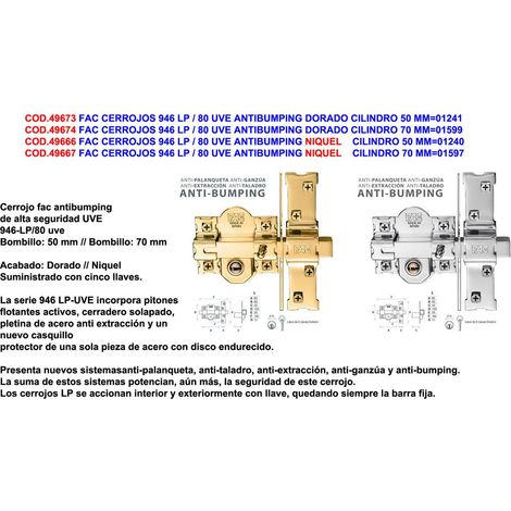 Bullone Cilindro Nichel Antibumping FAC 946 LP 80UVE 70mm