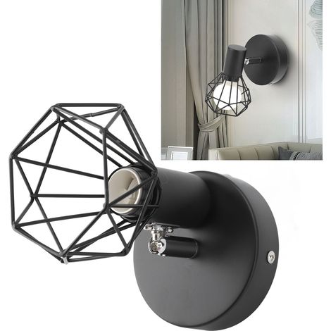 Douille de lampe murale réglable E14, applique murale rétro industrielle en métal noir, culot E14, lampe de chevet/liseuse (1/5)