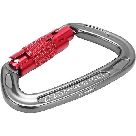 Leichter, korrosionsbeständiger D-förmiger Outdoor-Karabiner für Bergsteiger, robuste silberne Sicherheitsverriegelung, wetterfest, langlebige Bergsteigerausrüstung. (1/5)