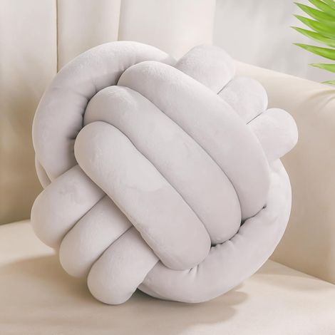 1 Coussin Rond Noeud Coton Velours Doux Decoration Salon Chambre Lit Enfant 28cm (1/5)