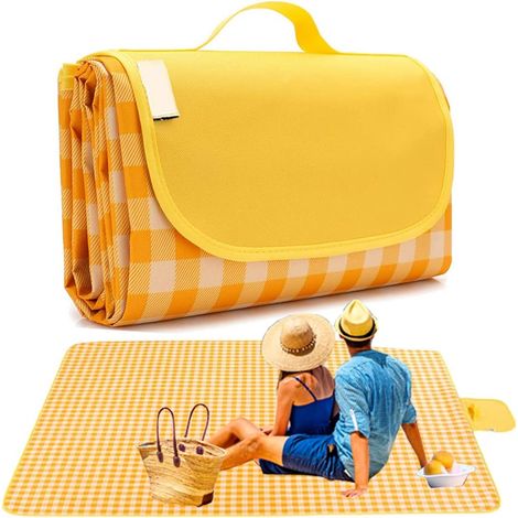 Couverture de plage, couverture de pique-nique en extérieur, couverture portable imperméable et anti-sable, pliable et légère pour le camping printanier et estival à la plage