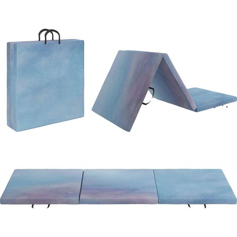 Colchoneta de gimnasia, acolchado grueso, diseño portátil, azul. (1/2)