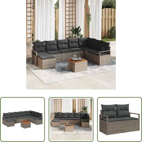 Mobilier extérieur - Ensemble de canapé de jardin avec stockage 9 pcs Gris polyrotin (1/5)