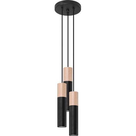 Lámpara colgante Vira negro, 3 luces (1/5)