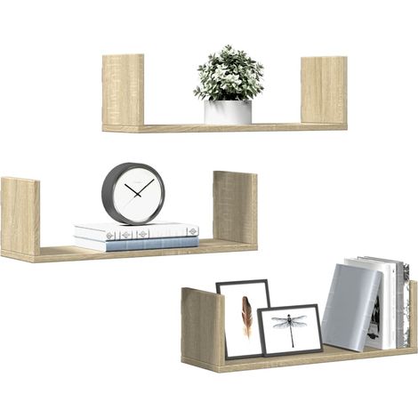 Wandregale 3 Stk. Sonoma-Eiche 58x18x18 cm Holzwerkstoff